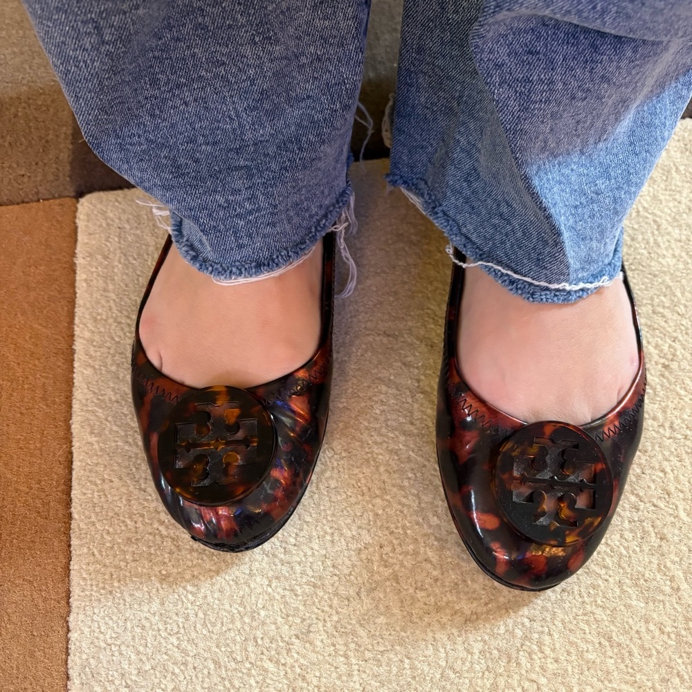 TORY BURCH Reva Tortoise Shell Ballet Flats size 7.5 - Picture 10 of 11